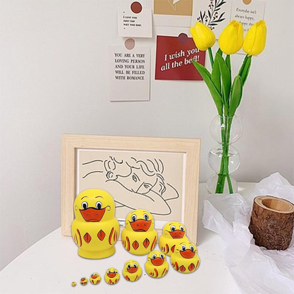 Vibrant 10 Piece Russian Duck Nesting Figurines Unique and Decorative Figurine Statue Ornaments for Office or Desk Decor
