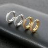 Hip Hop Fashion Double-row Full-Zircon Hoop Earrings for Men Women Classic Personality Daily Wear Gifts Stainless Steel Jewelry