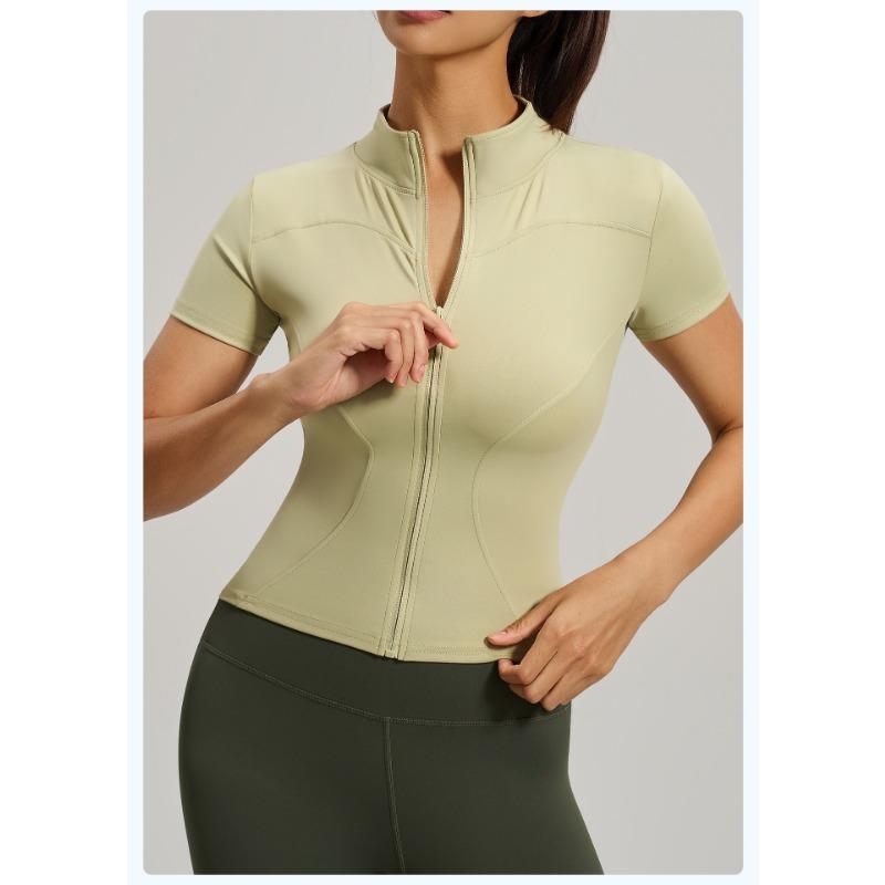 Women S Short Sleeve Tight Stand Collar Yoga Sports Jacket