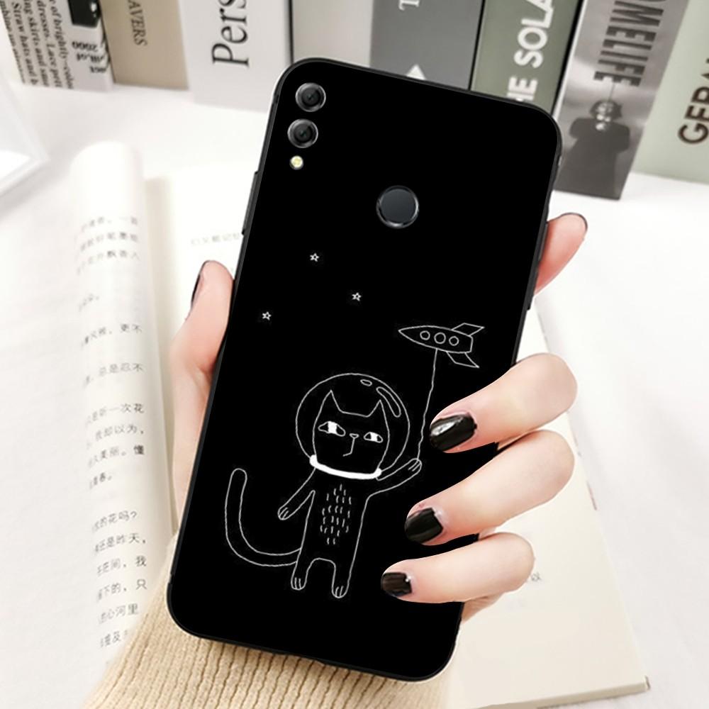 Cute Cat Line Phone Case For Huawei Honor 10 lite 9 20 7A 9X 30 50 60 70 pro plus Soft Silicone Cover
