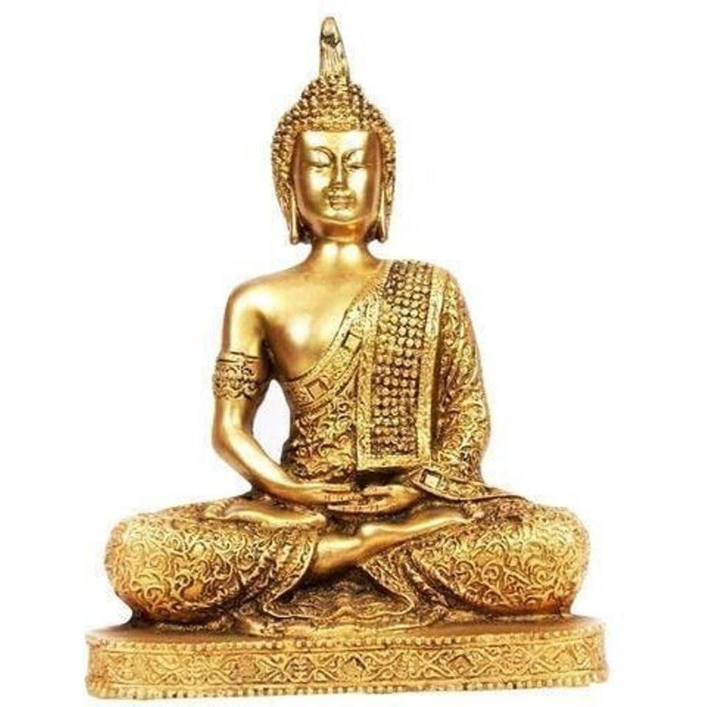 Religious Idol of Lord Gautama Buddha Statue Decorative Showpiece - 24 Cm  (Polyresin, Gold)