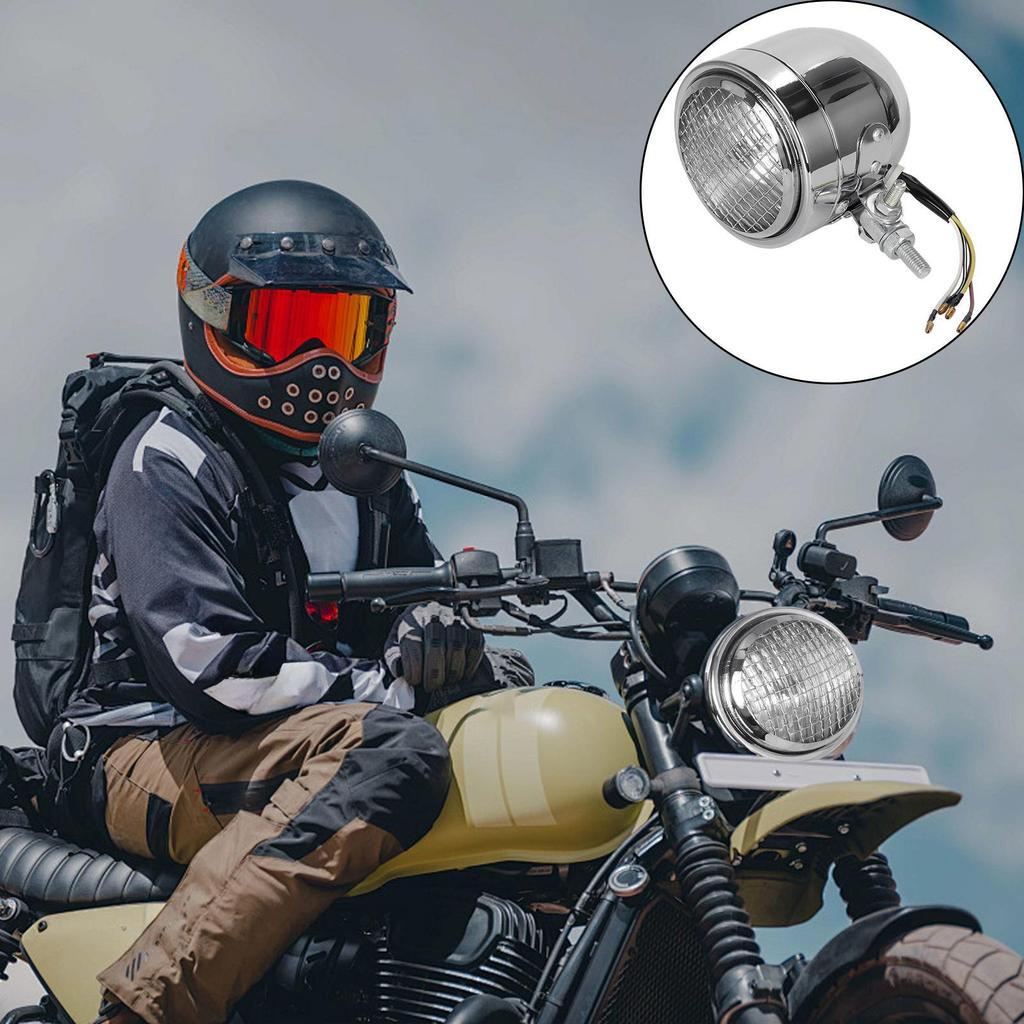 Motorcycle Driving Lights Vintage Alloy Shell Lighting Retro Motorcycle Headlamps For Bike Riding Night Driving Outdoor Camping