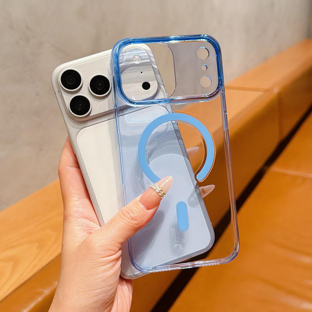 Magnetic Transparent Phone Case for 15 16 17 18 Pro Max 17 Air Clear PC Hard Phone Cover For Magsafe Wireless Charging