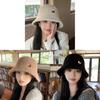 Knit Fisherman Hat For Women Winter Warm Plush Bucket Cap With Face Slimming Design