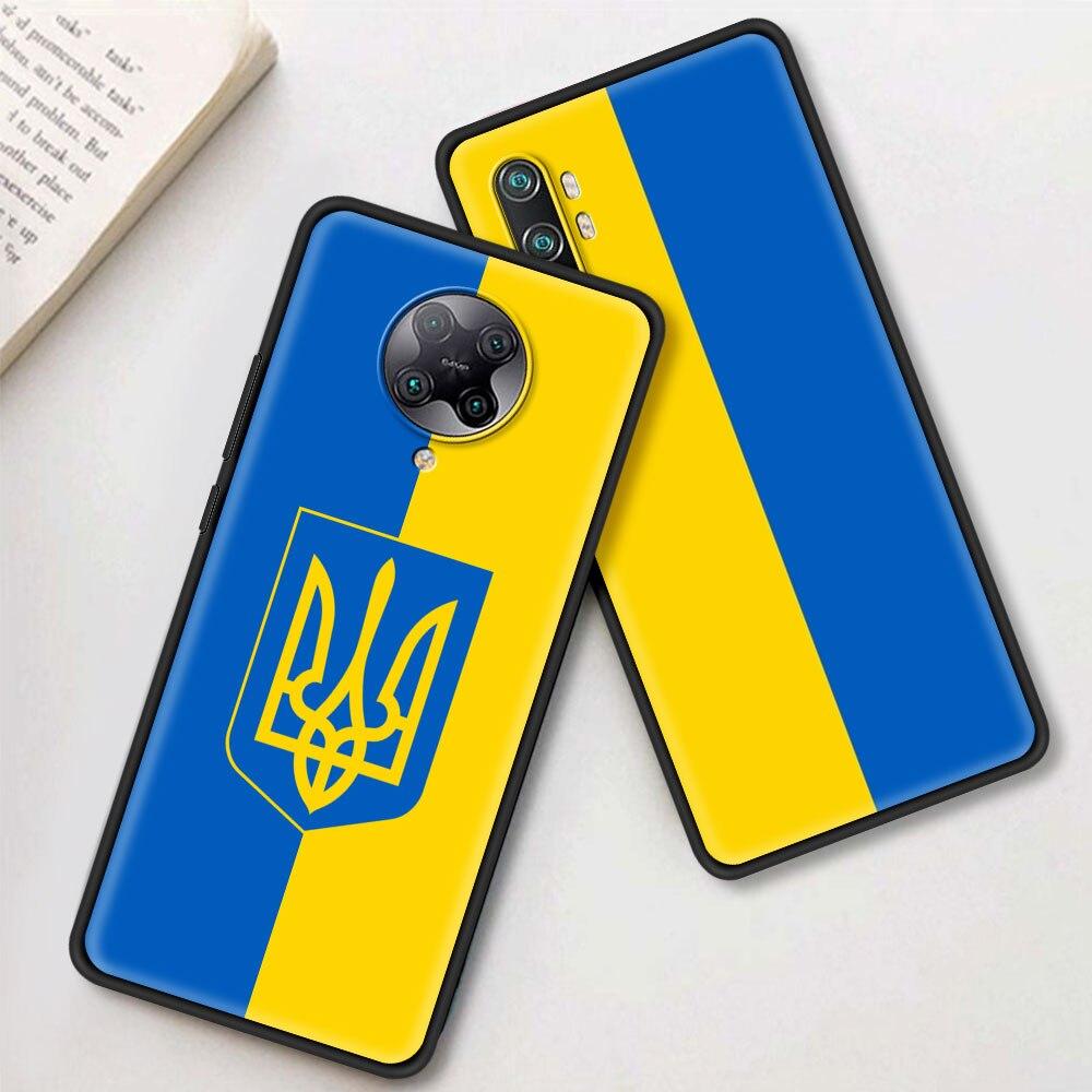Ukraine Flag Painted Bling Case For Xiaomi Mi Poco X3 NFC M3 Pro Note 10 Lite 11 10T Pro 5G 9T Silicone Phone Coque Black Cover
