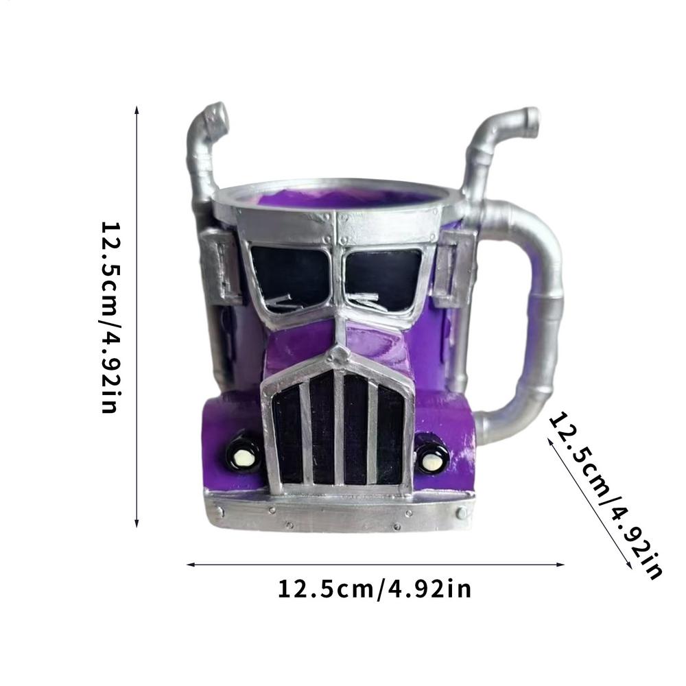 Truck Mug 420MLTruck Driver Mug Handcrafted Stainless Steel Resin Truck Coffee Mug Trailer Shaped Coffee Cup For Coffee