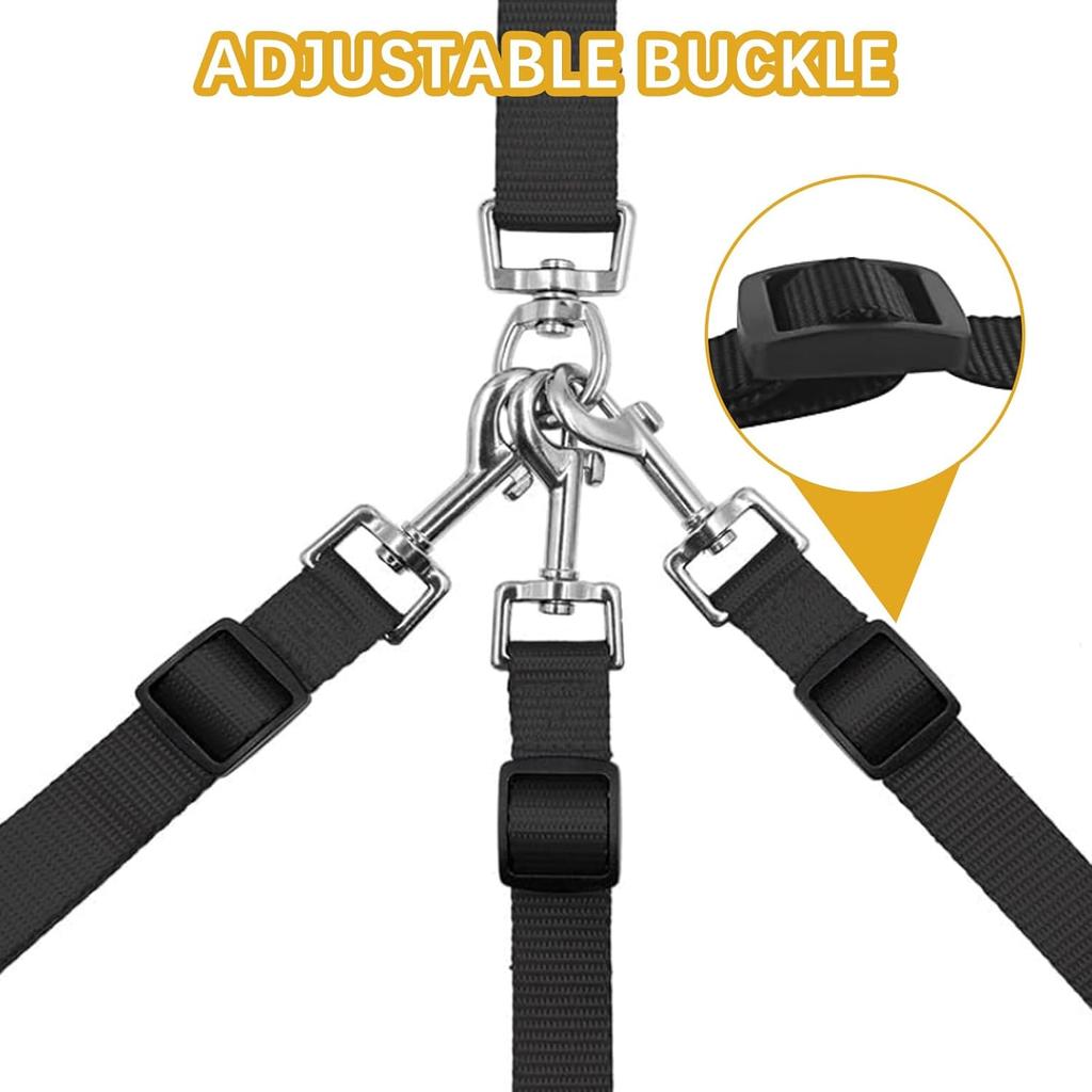 Triple Dog Leash with No-Tangle Design, Adjustable 21.6-31.4 inches, 360° Rotating, Multi-Dog Walker