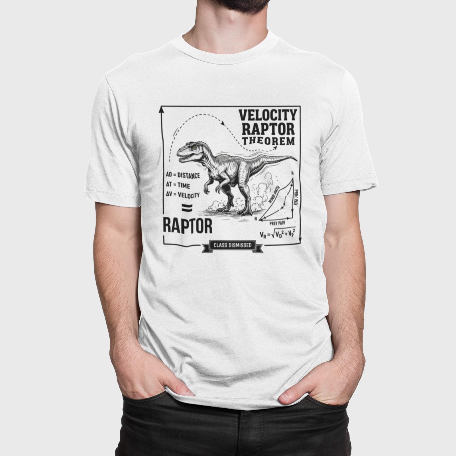Dino Physics 101 T-Shirt Velocity Raptor Funny Science Dinosaur Graphic L
