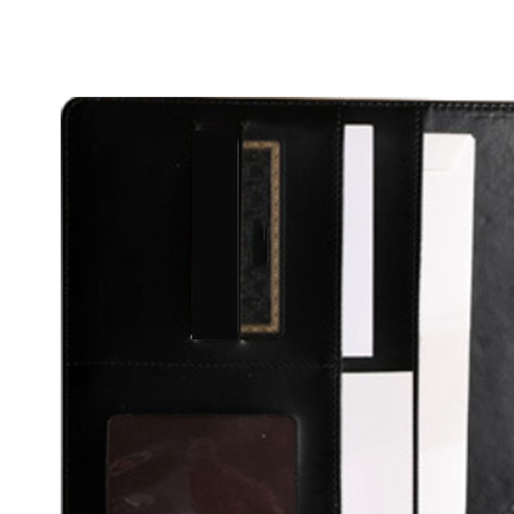 Business Folder Organizer PU Leather Card Holder for Documents File Office Supplies Black