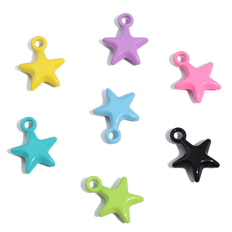 2pcs/Bag Colorful Spray Paint Stars Charms Pendant Beads for Jewelry Making DIY Bracelet Necklace Accessories
