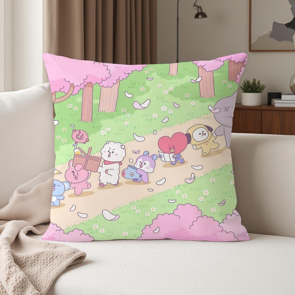 Cute Cartoon Characters BBT Pillow Case Suitable For Bedrooms Living Rooms Cars Home Decoration