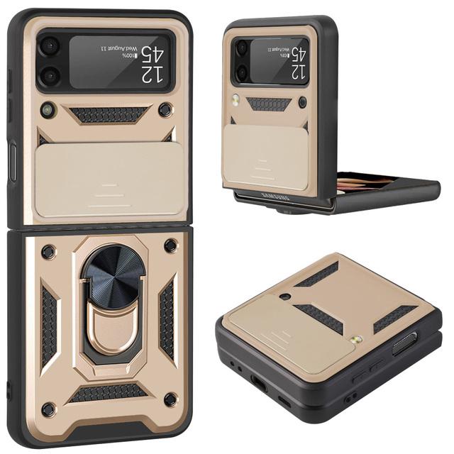 Z Flip 4 Case For Samsung Galaxy Z Flip 4 3 5g Case Armor Lens Protection Stand Back Cover For Samsung Z Flip4 Flip3 5g Case