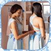8 Pack Head Scarf Bachelorette Bandana 27X27" Blue White Satin Silk Square Headwear Bridal Headband Handkerchief Bach Part