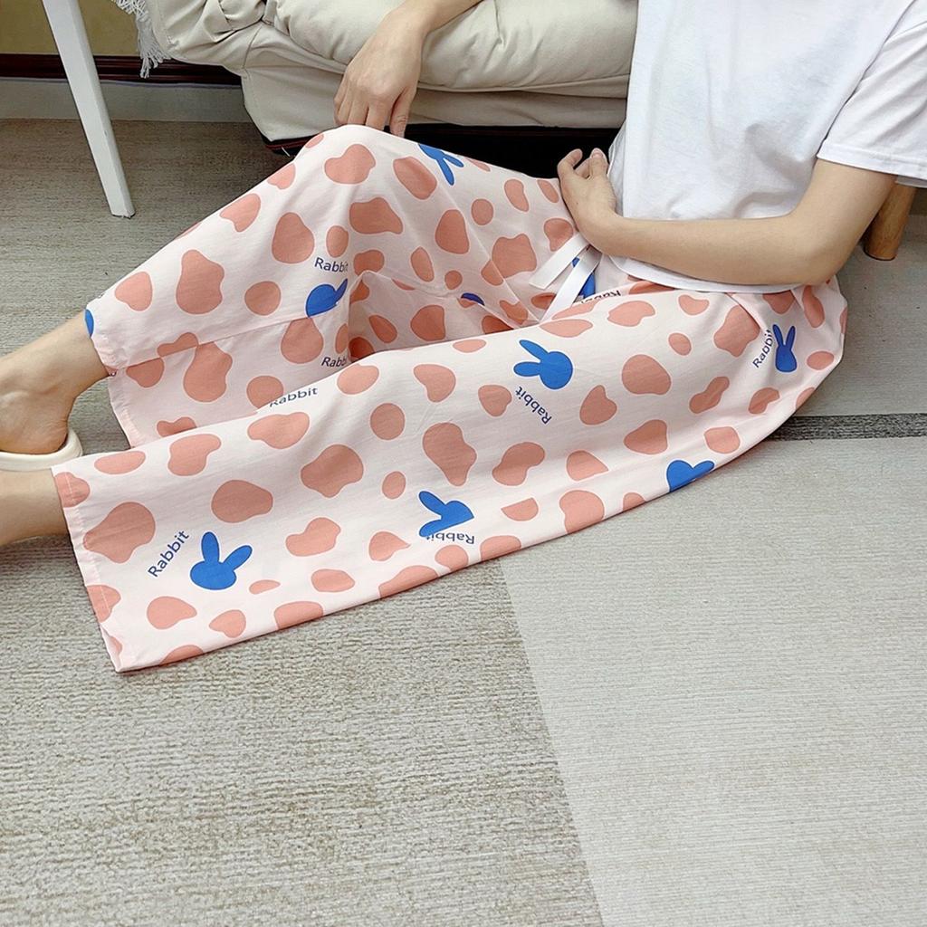 Summer Thin Cotton Rayon Ultra-Light Puff Wide Leg Ankle Pants for Women  Home Pants Plus Size Artificial Cotton Pants