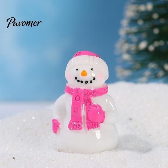 Christmas Tree Mini Decorations 2Pcs Snowman Figurines, Winter Tiny Resin Decoration, Xmas Micro Handmade Craft Embellishments Landscape Ornament