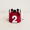 1pc Birthday Crown Hat for Kids Red Felt Princess Crown with Number First Birthday Party Decorations Favors 1-10th 30th 100th