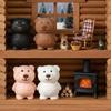 Wooden Bear Figurine Cute Decorative Accent Piece For Shelves Desks Bookshelves Basswood Design