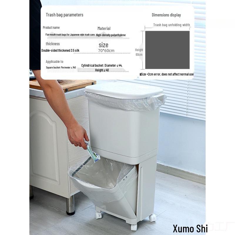 Large Expandable Japanese Double-Layer Trash Can with Wide Mouth