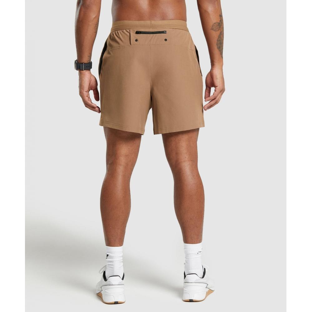 Gymshark Land To Water 6  Shorts Caramel Brown A5a6i Nbzc