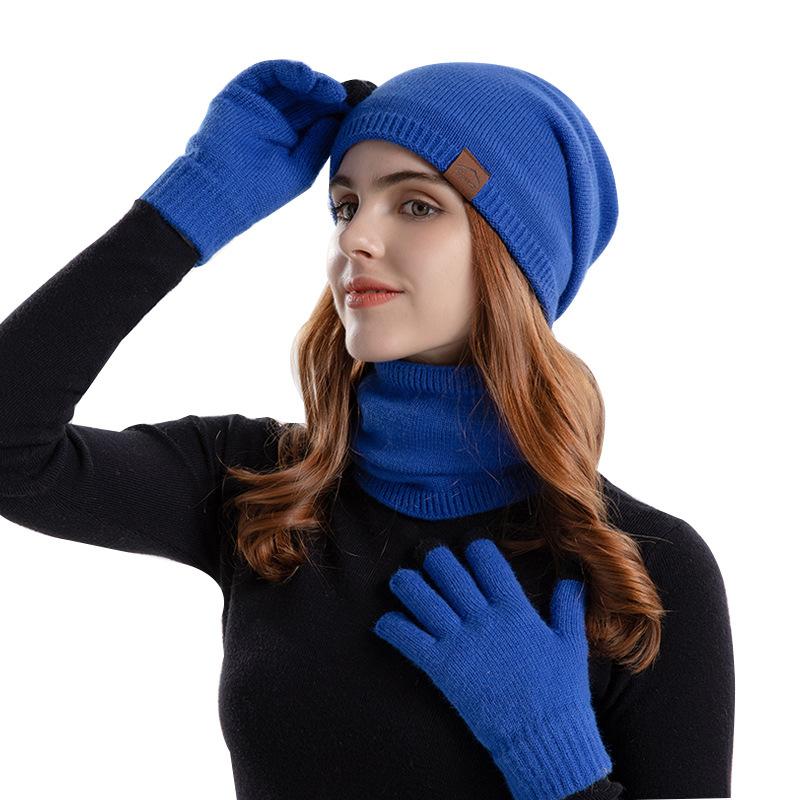 Термовязаная шерстяная шапка Зимняя шапка Шарф Перчатки Костюм-тройка Average Size зелёный — фото 5