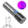 365/395nm UV Flashlight Blacklight Zoomable USB Rechargeable UV Light Ultraviolet Lamp Torch for Pet Dog Urine Stains Detection