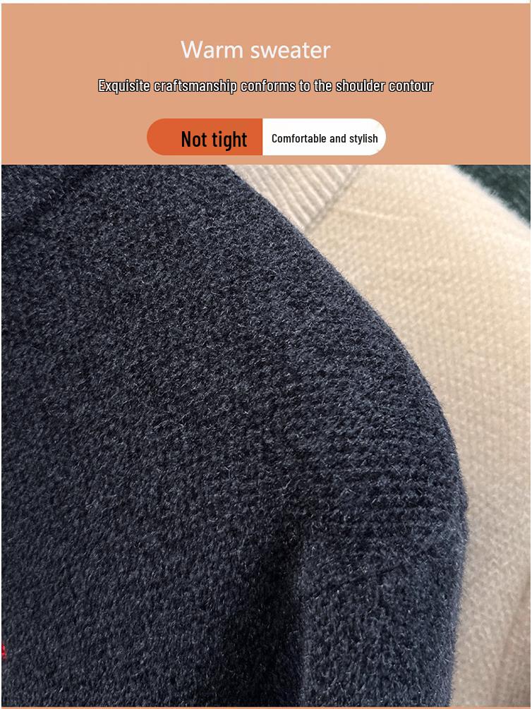 Men's Trendy Fleece Zipper Sweater - Loose, Warm, Plus Velvet, Half-High Collar Knitwear for Winter