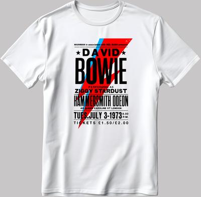 David Bowie Poster Vintage Musik Kurzarm W/B T-Shirt C053