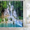 3D Nature Landscape Waterfall Scenery Waterproof Shower Curtain Bathroom Products Creative Polyester Bath Curtain With 12 Hooks