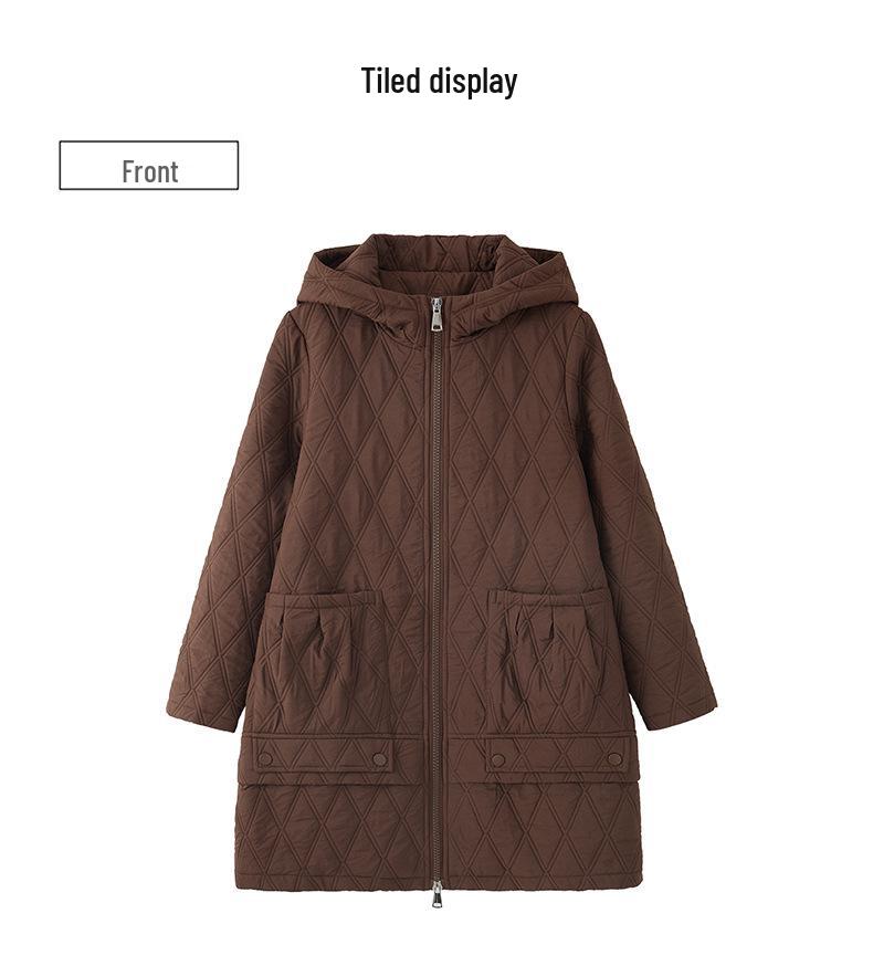 2024 Women's Mid-Length Hooded Cotton Coat: Stylish Autumn/Winter Fashion for Middle-Aged and Elderly