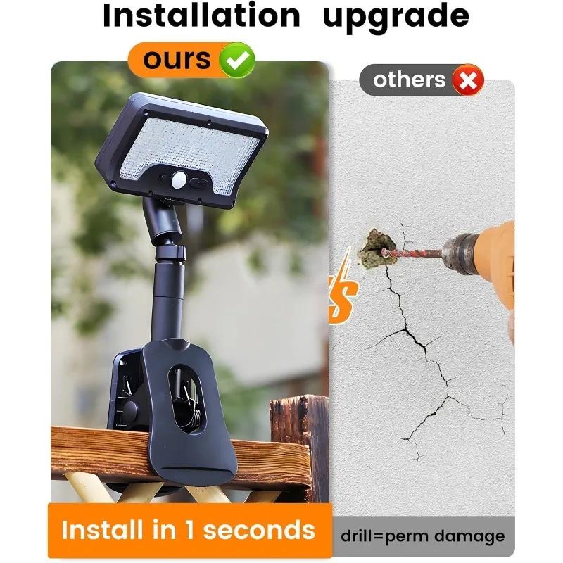 Solar Motion Sensor Wall Lights, Solar Powered Security Flood Lights, Auto On/Off Waterproof Fence Lights for Deck Patio Porch