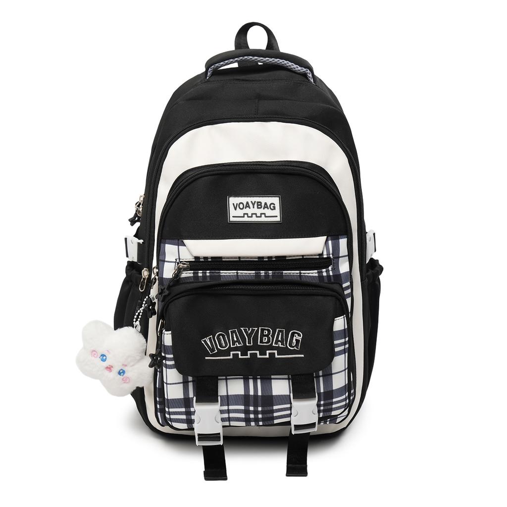 Schoolbag Korean Version of Mori Primary School Student Schoolbag Female High-value Plaid Contrasting Color College Style Middle School Student
