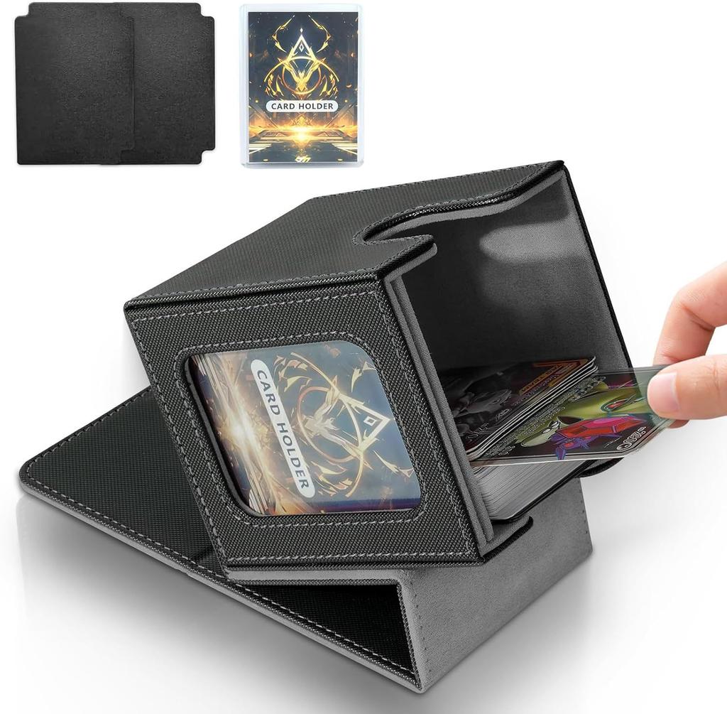 100+ Load Trading Card Deck Box for MTG Commander Display with 2 Dividers Game Sports Card Storage Box PU Magnet Deck Case