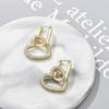 Elegant Heart Charm Hoop Earrings For Women Oval Rectangle Ear Buckle Zircon Crystal Geometric Gold Color Wedding Jewelry Gift