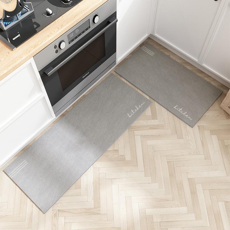 Solid Color Kitchen Floor Mat Bathroom Waterproof Quick Drying Foot Mat Balcony Door Anti Slip Rug Living Room Long Strip Rug