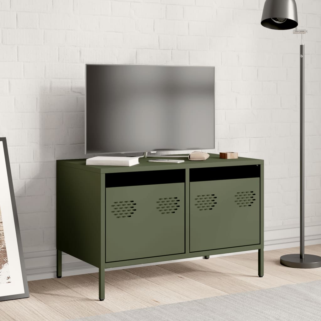 TV Stand In Olive Green 68 X 39 X 43.5 Cm Cold Rolled Steel