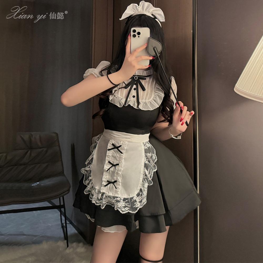 Xianyi Erotic Lingerie Maid Outfit Pure Desire Cos Uniform Sexy Passion Advanced Sense Maid Outfit Seduction Set 568