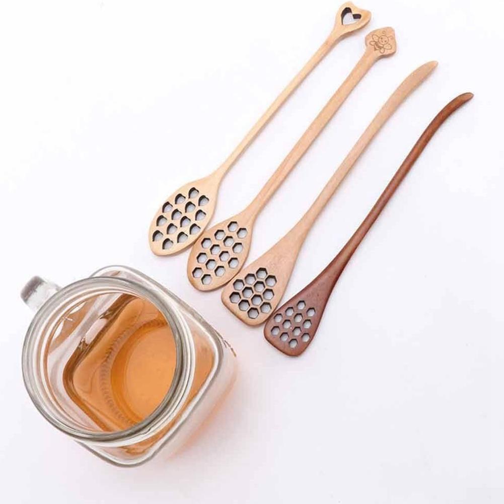 ABJI-Wooden Stirring Spoon H-Oney Spoon Honeycomb, Honey Spoon, Stirring Stick Spoon, Hand Mixer