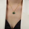 Meier Palace Style Retrostylish Titanium Steel Gold-plated Colored Glaze White Shell Malachite Pendant Necklace