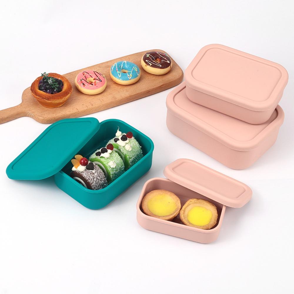 Silicone Lunch Box 3 Size Fresh-keeping Case Reusable Lunch Container  Students Adult