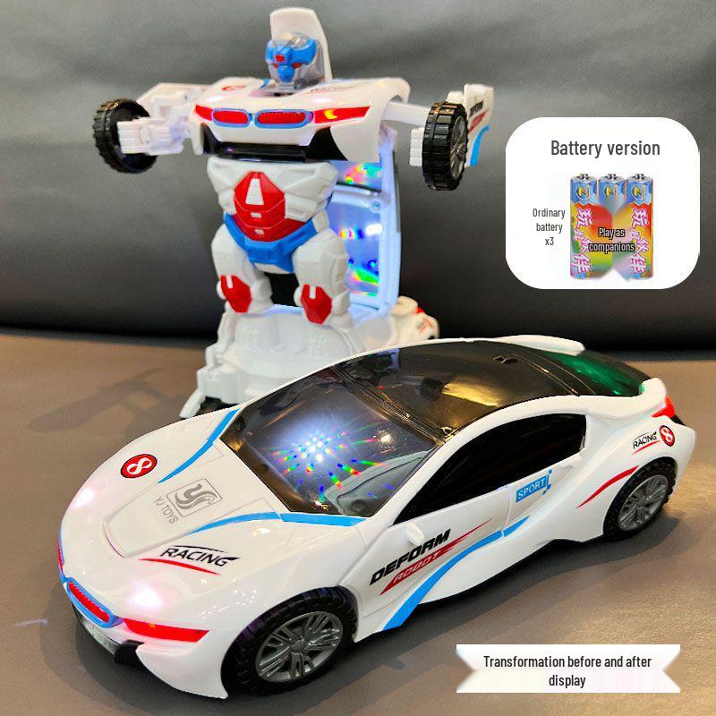 TikTok Transforming Police Car Robot - Children's Electric Rotating Toy