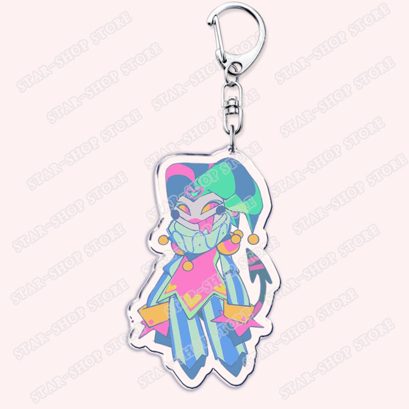 Heiß Populär Anime Cartoon Dämon Figur Schlüsselanhänger für Zubehör Tasche Angel Dust Schlüsselanhänger Ring Schlüsselring Schmuck Fans Freunde Geschenke