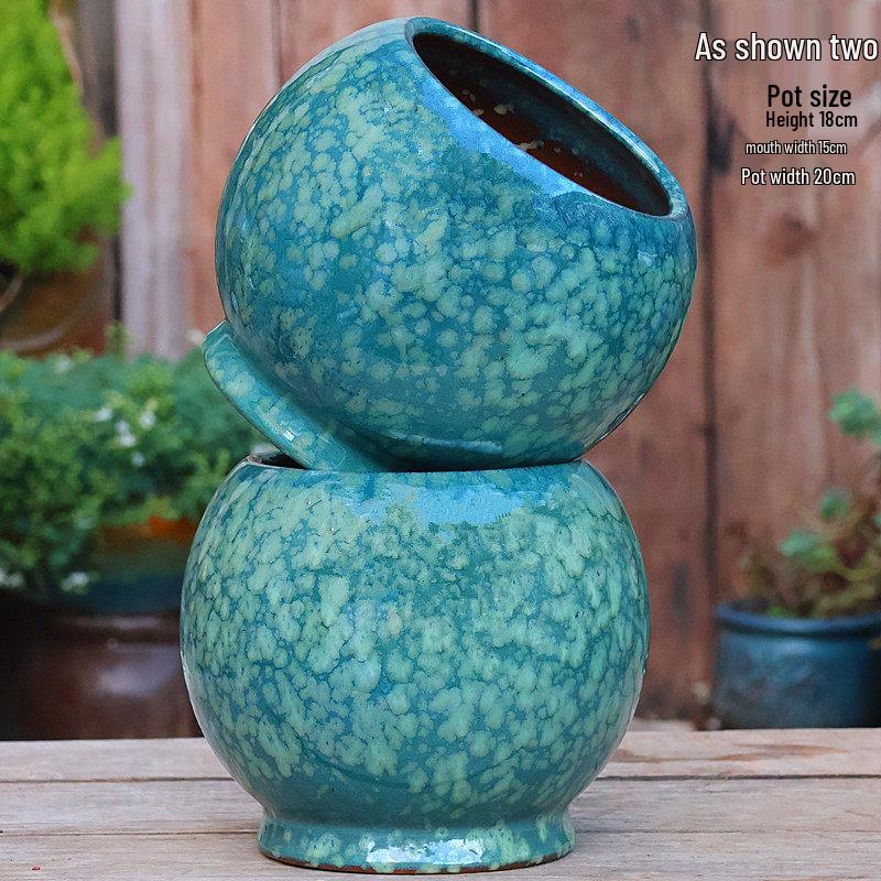 Handgefertigter weißer Grobkeramik-Blumentopf im europäischen Stil für Grünpflanzen, Rosen, Hortensien und Sukkulenten