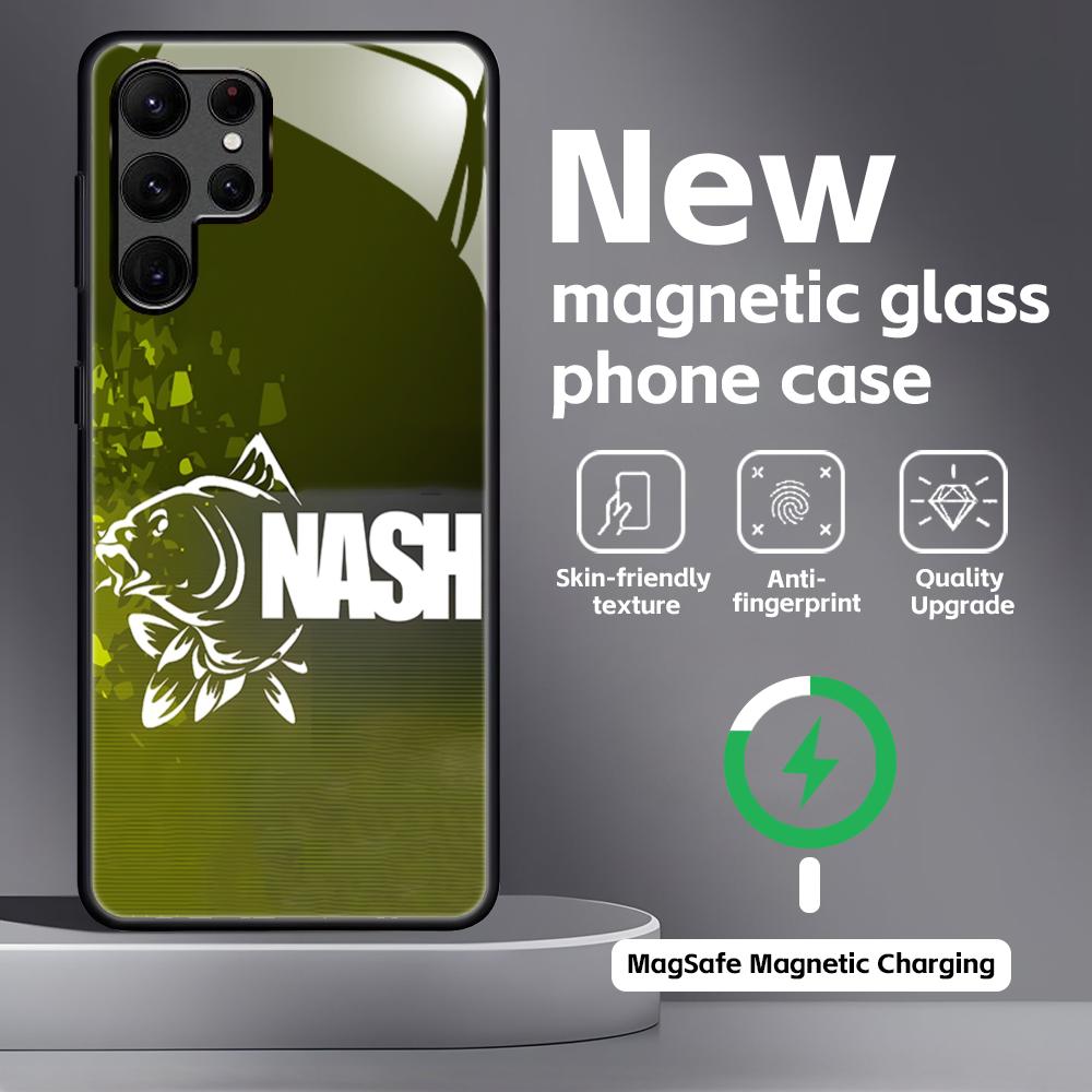 Fashion N-nasH Fishing Brand Phone Case For Samsung S26 S25 S24 S23 S22 S21 Plus Ultra Note20 Glass Magnetic Case