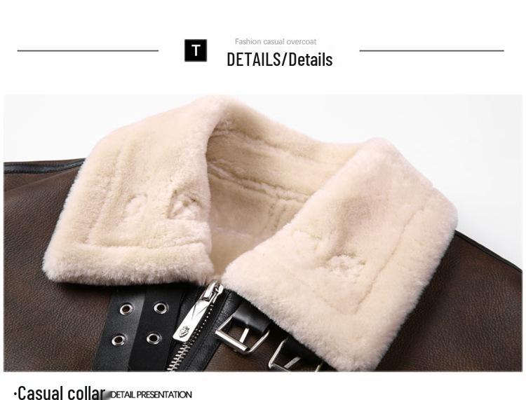 Men's Trendy Shearling & PU Leather Motorcycle Jacket - Autumn/Winter Short Lambswool Outerwear