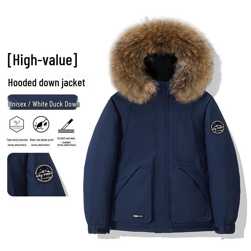 Trendige Winter-Daunenjacke mit Pelzkapuze - Verdickter Skianzug für Damen & Herren