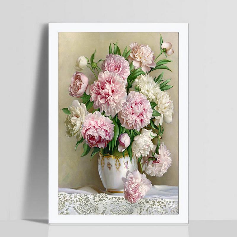 DIY Diamond Painting Peony Floral Needlework Colorful Diamond Embroidery Painting Decoration