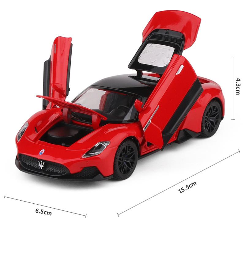 Coche deportivo de aleación Maserati MC20 Cabrio 1/32, modelo de coche de juguete de metal fundido a presión, modelo de coche de colección con sonido y luz, regalo para niños.