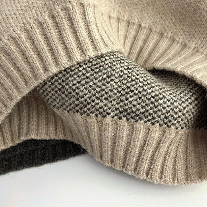 Children's Sweaters Autumn And Winter Korean Version Of The Men's And Women's Baosen Personality Stitching Round Neck Knitted Pullover Loose