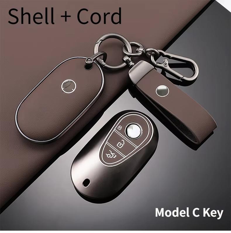 For Mercedes-Benz TPU Car Key Cover E-Class/Class E300L/C260L/A200L Car Key Decorative Leather Pattern All-Pack Protective Case
