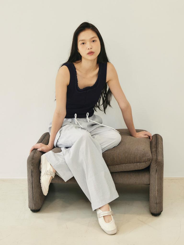 POMME Square Lace Top (Navy)